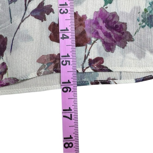 PAIGE 100% Silk Cream Sheer Floral Blouse Size S - Picture 6 of 8